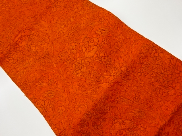 リサイクル　花に花瓶模様織出し名古屋帯